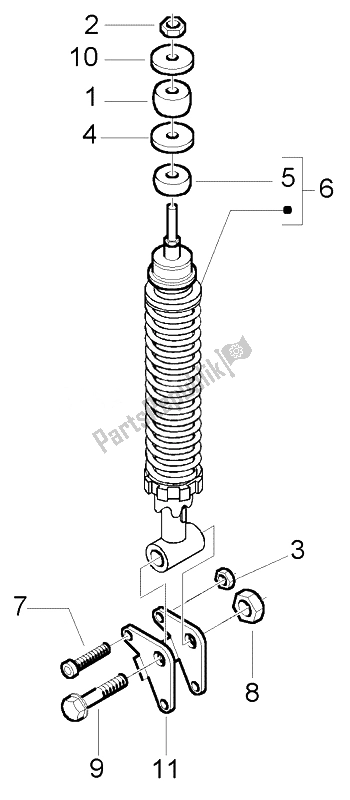 All parts for the Rear Damper of the Piaggio Liberty 125 Leader RST 2007