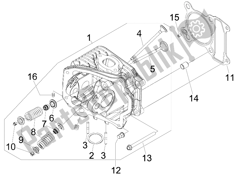 Toutes les pièces pour le Unité De Tête - Valve du Piaggio FLY 150 4T E3 2008