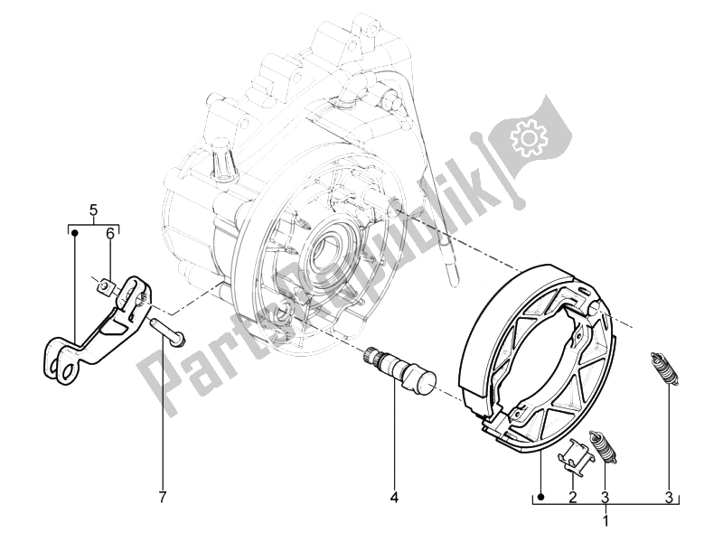 All parts for the Rear Brake - Brake Jaw of the Piaggio Typhoon 125 4T 2V E3 2010