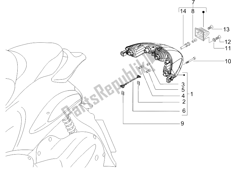 All parts for the Rear Headlamps - Turn Signal Lamps of the Piaggio Beverly 500 2005