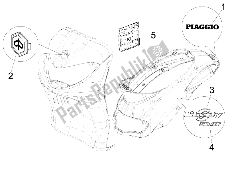 All parts for the Plates - Emblems of the Piaggio Liberty 50 4T Sport 2007