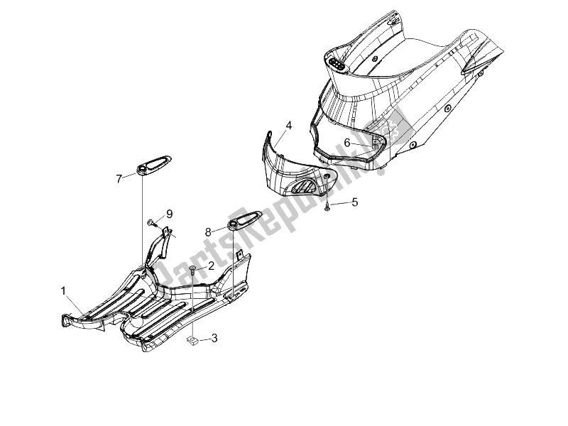 Toutes les pièces pour le Housse Centrale - Repose-pieds du Piaggio Liberty 50 4T Delivery TNT 2009