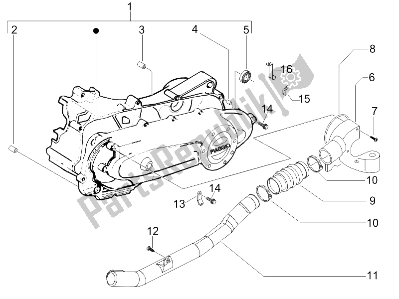 Toutes les pièces pour le Couvercle De Carter - Refroidissement Du Carter du Piaggio FLY 50 4T 2V 25 30 KMH 2012