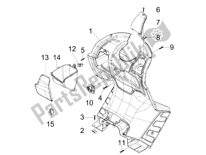 Tutte le parti per il Vano Portaoggetti Anteriore - Pannello Di Protezione Per Le Ginocchia del Piaggio X7 300 IE Euro 3 2009