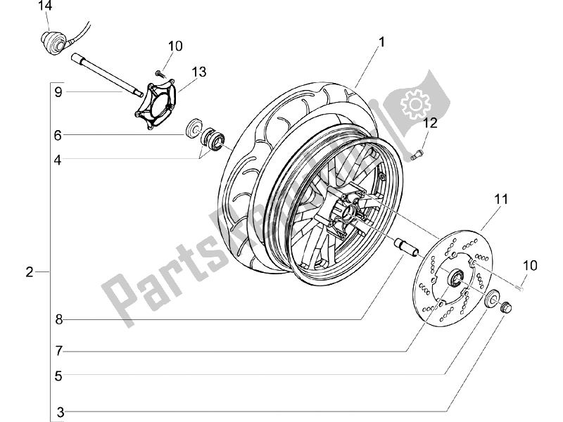 Tutte le parti per il Ruota Anteriore del Piaggio Beverly 125 E3 2007