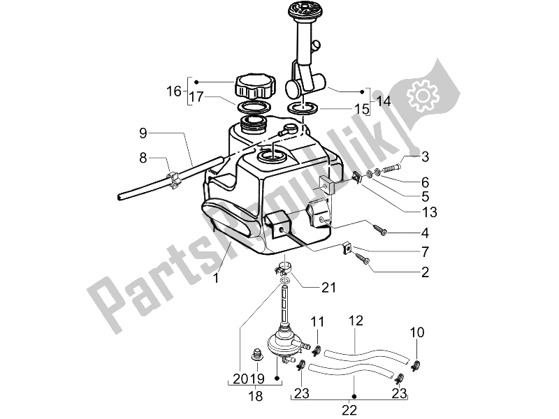 Toutes les pièces pour le Réservoir D'essence du Piaggio Typhoon 50 2T E2 2009