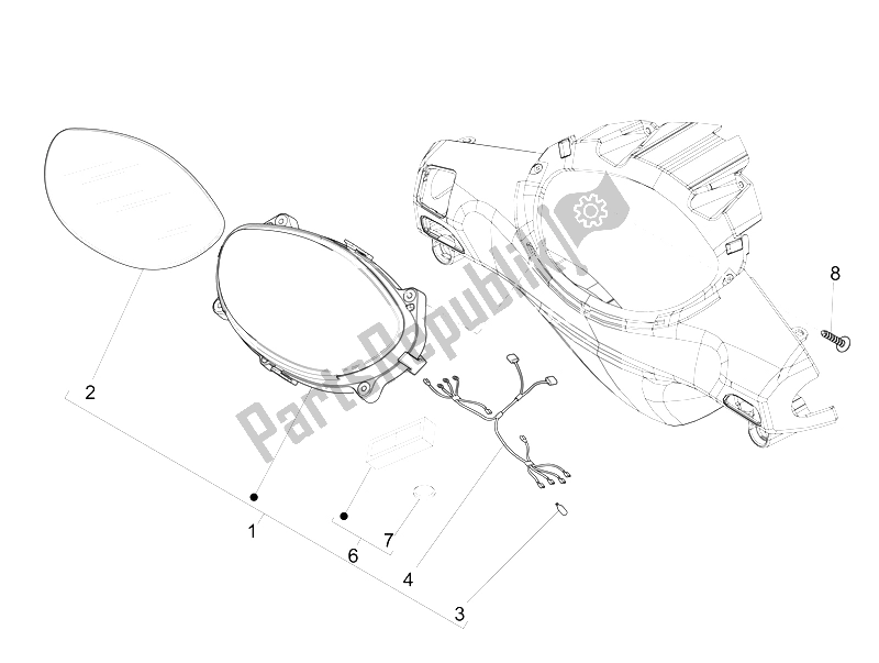 All parts for the Meter Combination-dashbord of the Piaggio FLY 50 4T 4V 2012