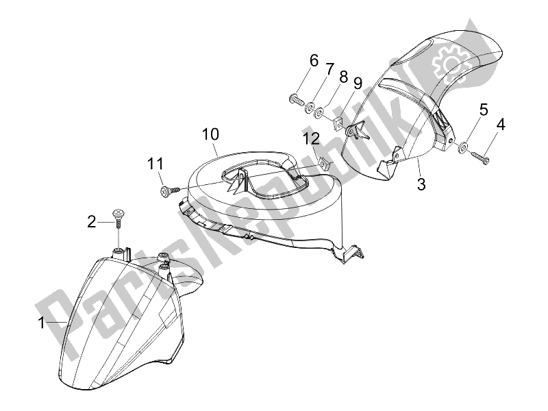 Toutes les pièces pour le Logement De Roue - Garde-boue du Piaggio FLY 125 4T 2006