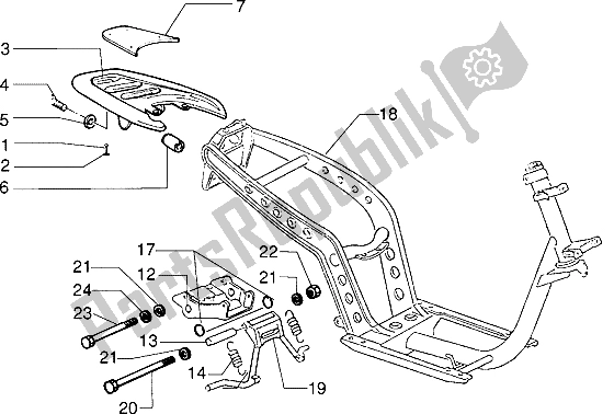 All parts for the Chassis-central Stand of the Piaggio ZIP SP 50 1996