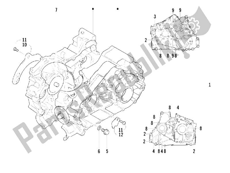 All parts for the Crankcase of the Piaggio Trackmaster 400 Passo Corto 2006