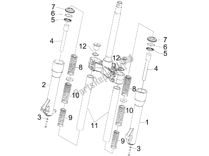 Tutte le parti per il Componenti Di Fork (accompagnatori) del Piaggio Beverly 125 Tourer E3 2007