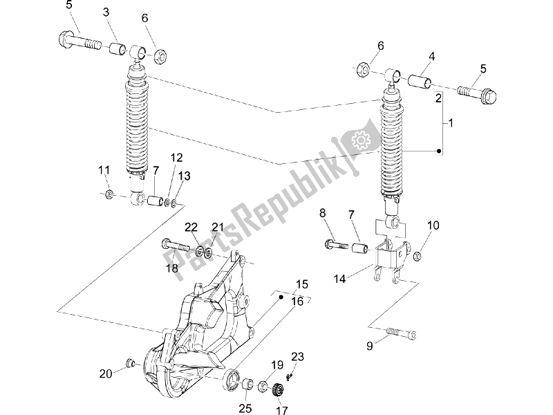 Toutes les pièces pour le Suspension Arrière - Amortisseur / S du Piaggio X9 250 Evolution 2006