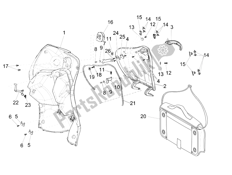 Toutes les pièces pour le Boîte à Gants Avant - Panneau De Protection Des Genoux du Piaggio Liberty 50 4T PTT 2014