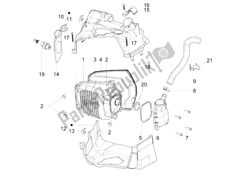 Toutes les pièces pour le Le Couvre-culasse du Piaggio FLY 125 4T E3 Vietnam 2012