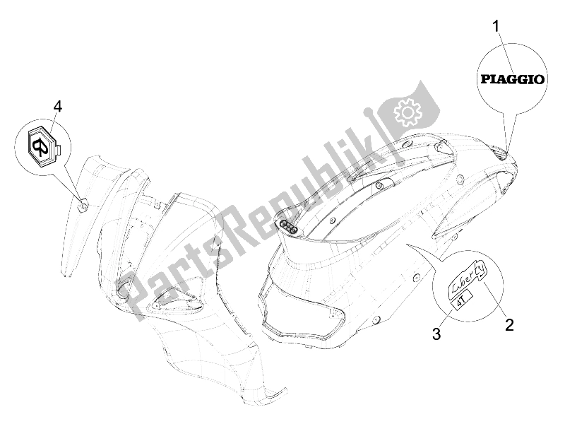 Toutes les pièces pour le Plaques - Emblèmes du Piaggio Liberty 50 4T 2005