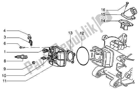 All parts for the Cylinder Head-inlet And Induction Pipe of the Piaggio NRG MC3 DD 50 2002