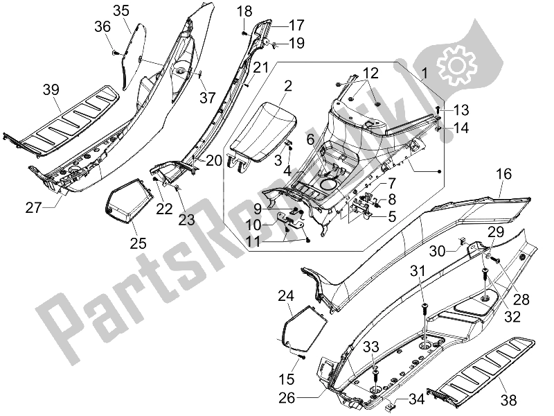 All parts for the Central Cover - Footrests of the Piaggio MP3 125 2006