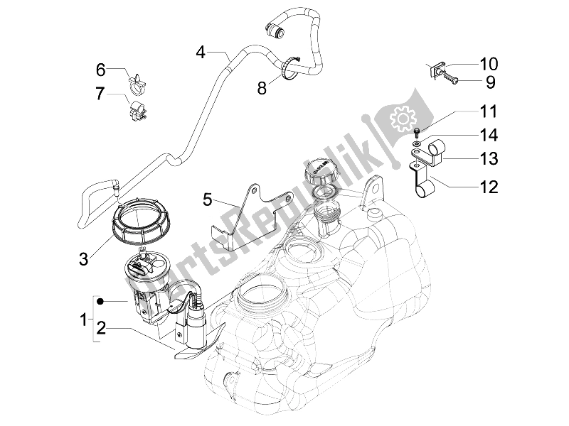 All parts for the Supply System of the Piaggio MP3 400 IE 2007