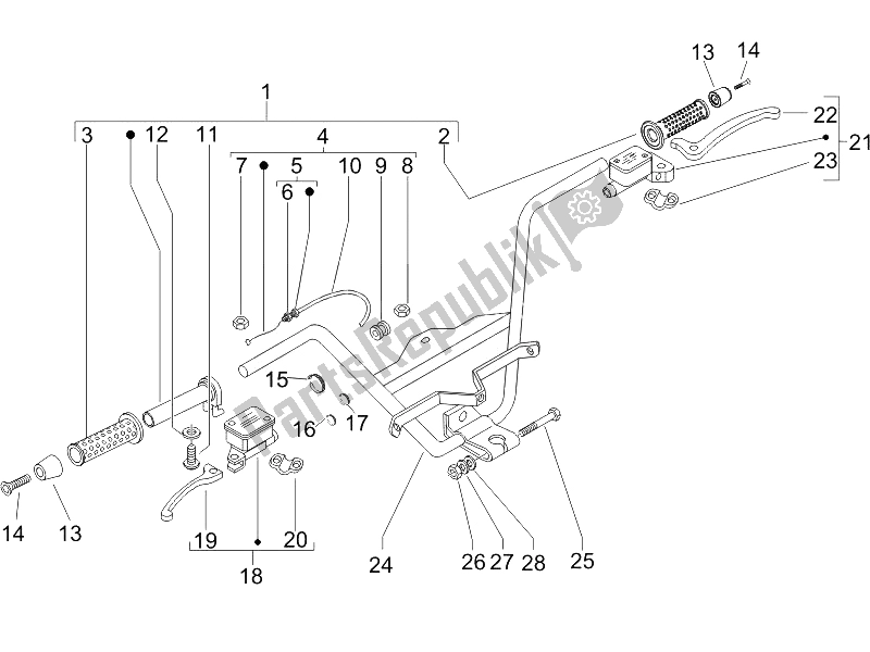 Todas as partes de Guiador - Master Cil. Do Piaggio X9 125 Evolution Powered 2005