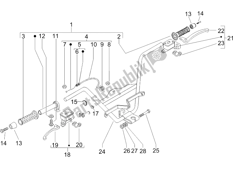 Toutes les pièces pour le Guidon - Master Cil. Du Piaggio X9 125 Evolution Powered 2005