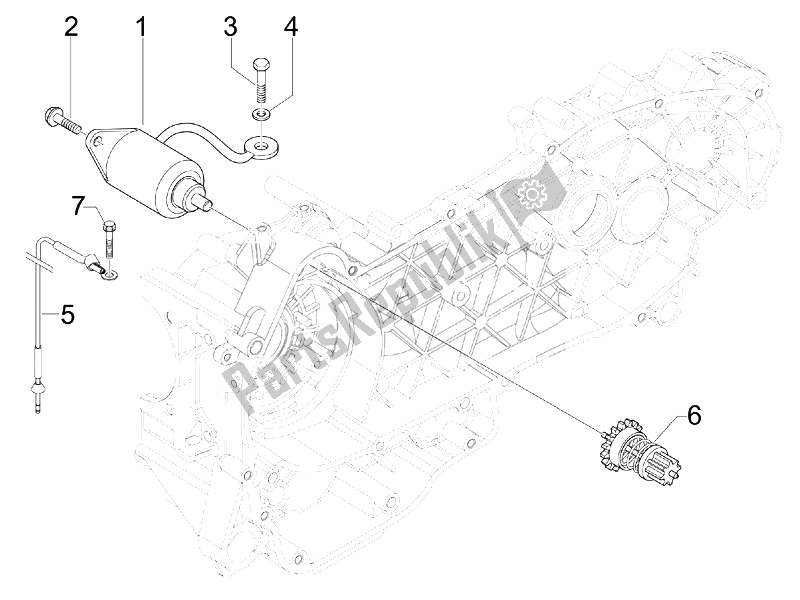 All parts for the Stater - Electric Starter of the Piaggio Beverly 125 Tourer E3 2007