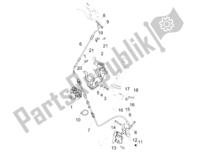 All parts for the Brakes Pipes - Calipers (abs) of the Piaggio Liberty 150 Iget 4T 3V IE ABS EU 2015