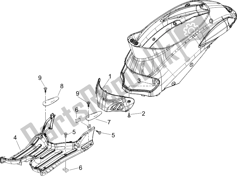Toutes les pièces pour le Housse Centrale - Repose-pieds du Piaggio Liberty 125 4T Delivery E3 2007