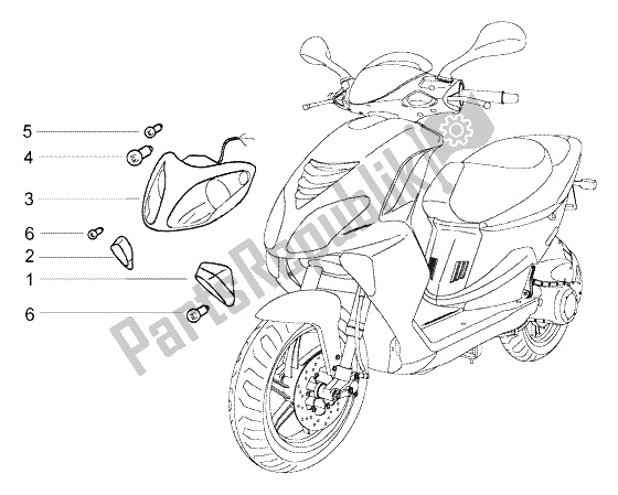 Toutes les pièces pour le Lampe Frontale - Clignotant Avant Sig. Lampe du Piaggio NRG Power DT 50 1998