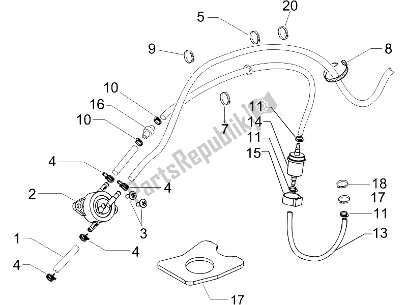 All parts for the Supply System of the Piaggio X8 125 Street Euro 2 2006