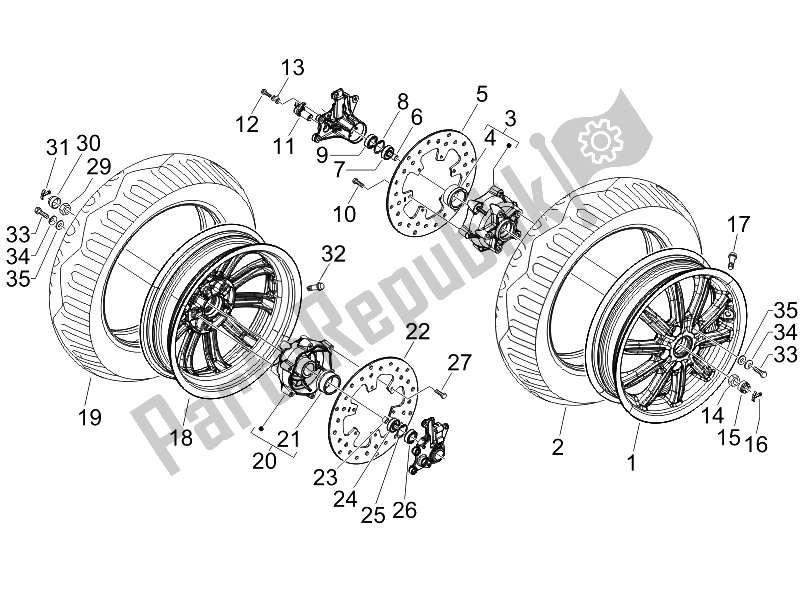 Toutes les pièces pour le Roue Avant du Piaggio MP3 400 IE USA 2007