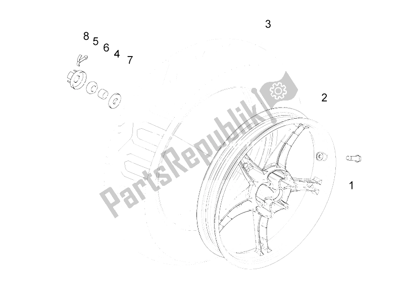 All parts for the Rear Wheel of the Piaggio Liberty 125 4T 2V IE PTT I 2012