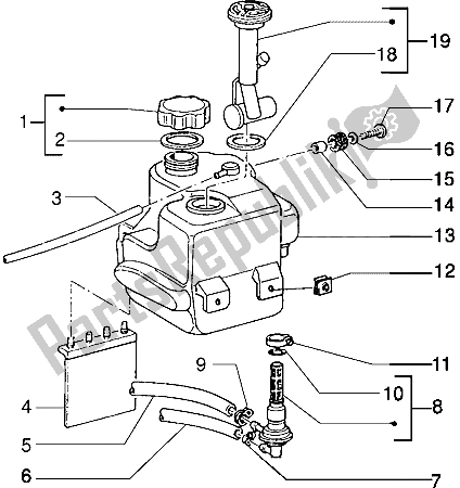 Toutes les pièces pour le Réservoir D'essence du Piaggio Typhoon 50 M Y 2004