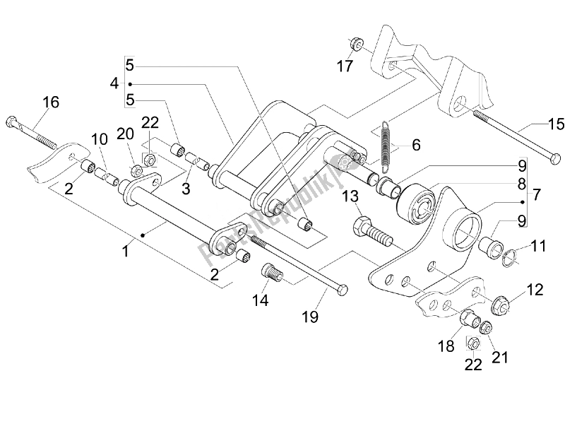 Tutte le parti per il Braccio Oscillante del Piaggio Beverly 125 E3 2007
