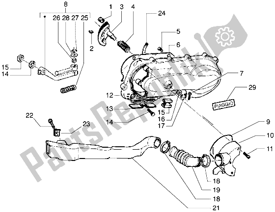 Toutes les pièces pour le Kickstarter - Refroidissement Du Carter du Piaggio Liberty 125 1998