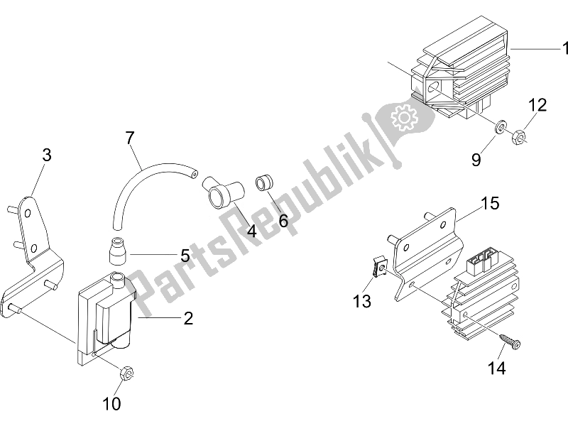 All parts for the Voltage Regulators - Electronic Control Units (ecu) - H. T. Coil of the Piaggio Liberty 50 4T Sport 2007