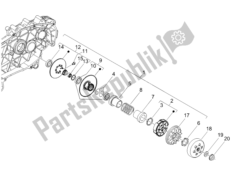 Tutte le parti per il Puleggia Condotta del Piaggio X8 125 Premium Euro 3 2007