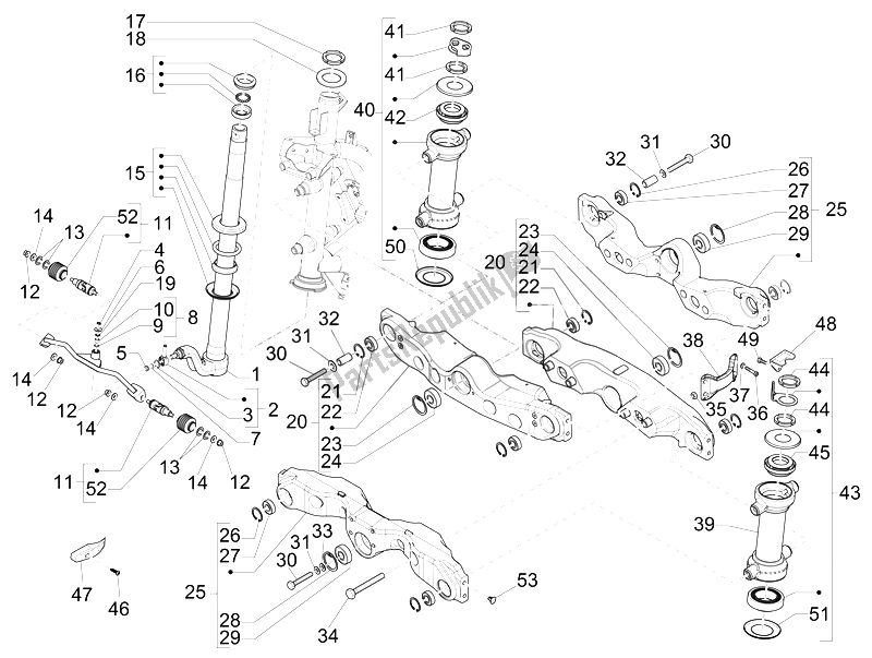 Tutte le parti per il Forcella / Tubo Sterzo - Unità Cuscinetto Sterzo del Piaggio MP3 300 LT Business Sport ABS 2014