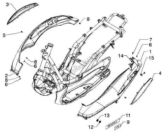 Toutes les pièces pour le Couvercles Latéraux du Piaggio Beverly 125 2002