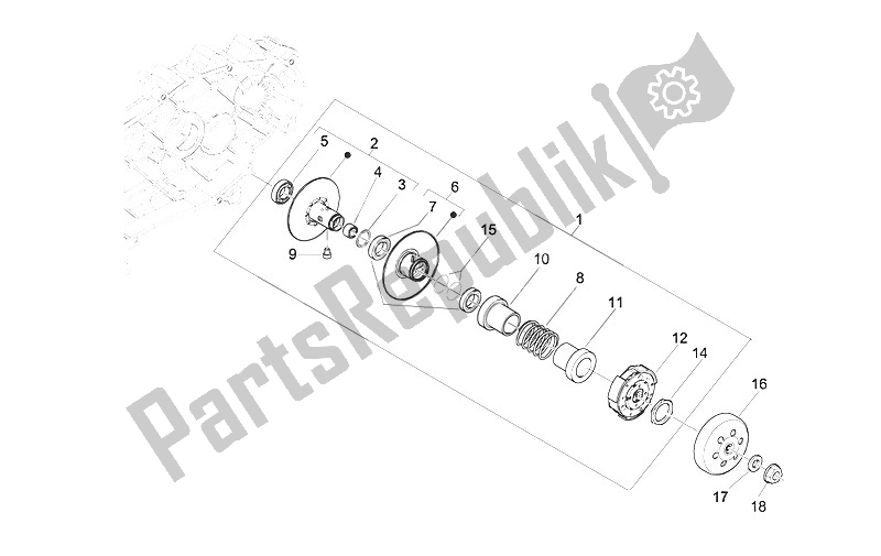 Todas las partes para Polea Conducida de Piaggio Liberty 150 4T 2V IE E3 Vietnam 2011