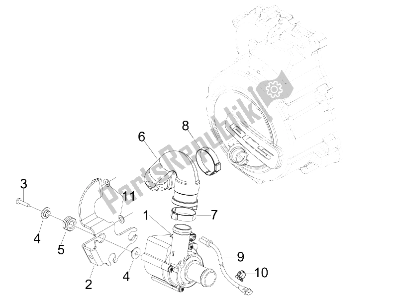 Tutte le parti per il Pompa Di Raffreddamento del Piaggio X7 125 IE Euro 3 2009