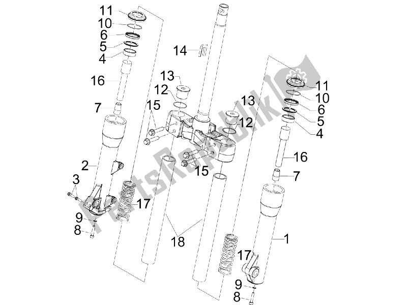 All parts for the Fork's Components (kayaba) of the Piaggio BV 500 Tourer USA 2008