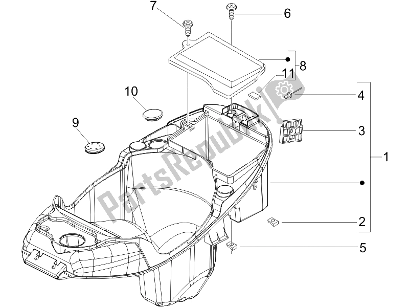 All parts for the Helmet Huosing - Undersaddle of the Piaggio Liberty 125 4T E3 2006