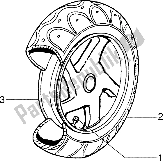 All parts for the Rear Wheel of the Piaggio ZIP Fast Rider RST 50 1996