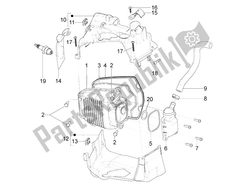 Tutte le parti per il Coperchio Della Testata del Piaggio Typhoon 125 4T 2V E3 2010