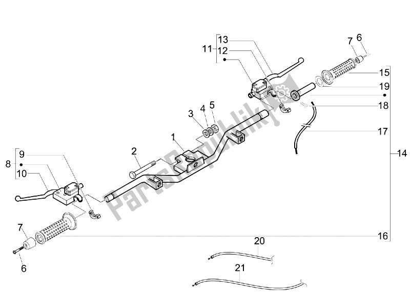 Toutes les pièces pour le Guidon - Master Cil. Du Piaggio BV 250 USA 2007