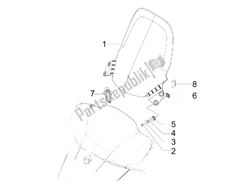 Alle onderdelen voor de Voorruit - Glas van de Piaggio X7 125 Euro 3 2008