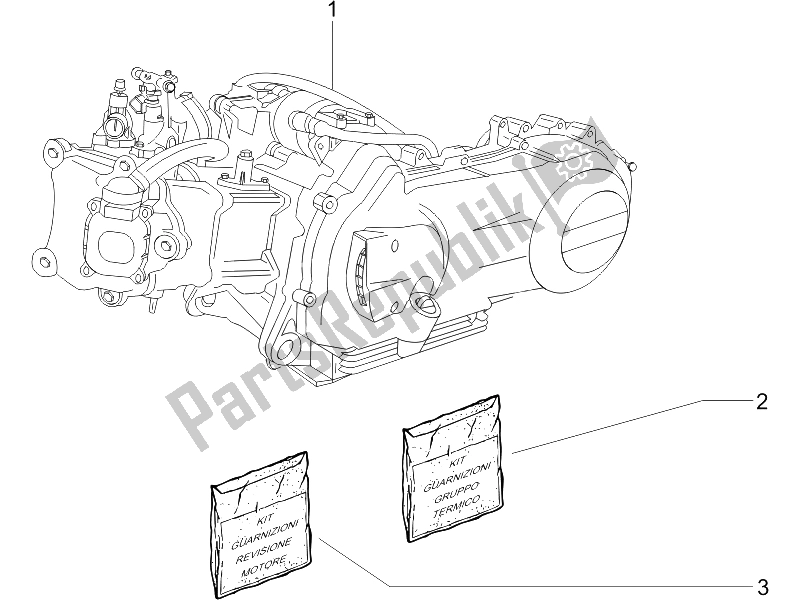 Toutes les pièces pour le Moteur, Assemblage du Piaggio X8 250 IE 2005