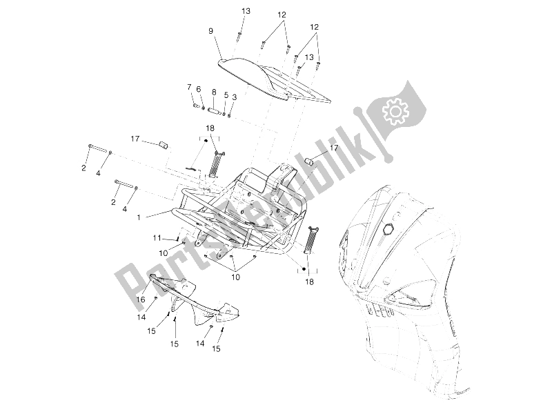 Toutes les pièces pour le Porte-bagages Avant du Piaggio Liberty 50 4T Delivery TNT 2009