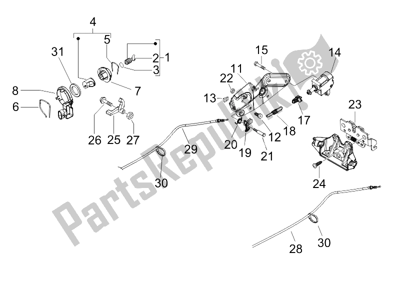 Todas las partes para Cerraduras de Piaggio BV 250 USA 2006