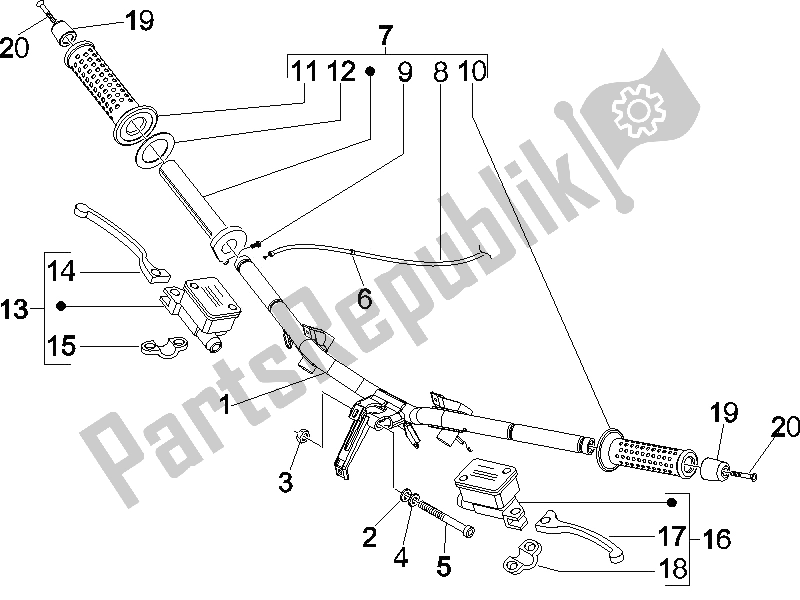 Todas las partes para Manillar - Master Cil. De Piaggio X8 125 Premium Euro 2 2006